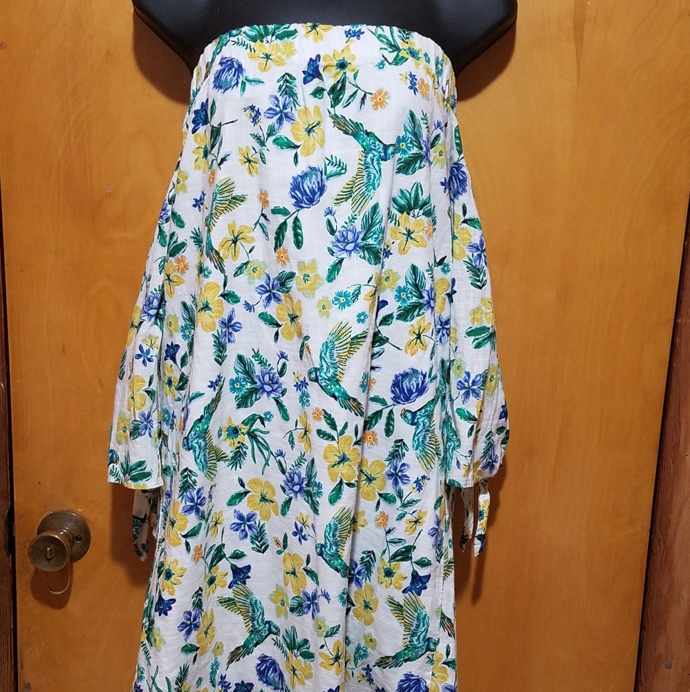 Midi off shoulder floral print dress